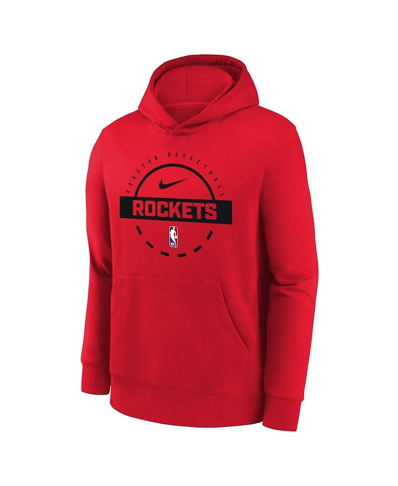 Nike Big Boys and Girls Red Houston Rockets 2025/26 Club Fleece Practice Hoodie