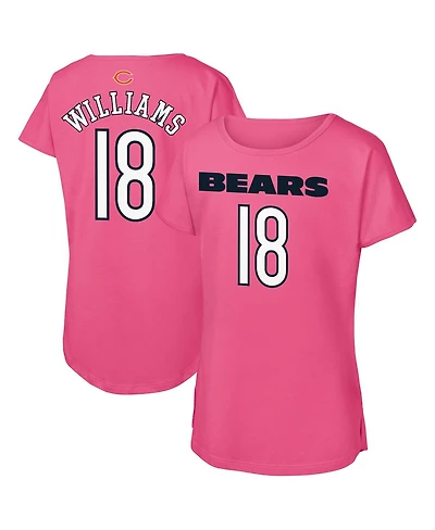 Outerstuff Big Girls Caleb Williams Pink Chicago Bears Player Name Number T-Shirt