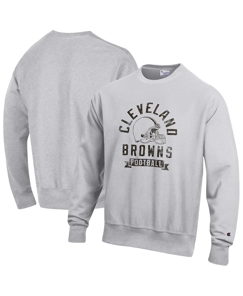 Champion Men's Heather Gray Cleveland Browns Reverse Weave Fleece Pullover Sweatshirt