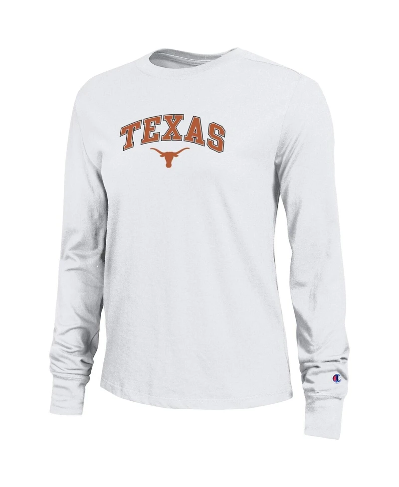 Champion Women's White Texas Longhorns Arch Over Logo Long Sleeve T-Shirt