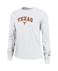 Champion Women's White Texas Longhorns Arch Over Logo Long Sleeve T-Shirt