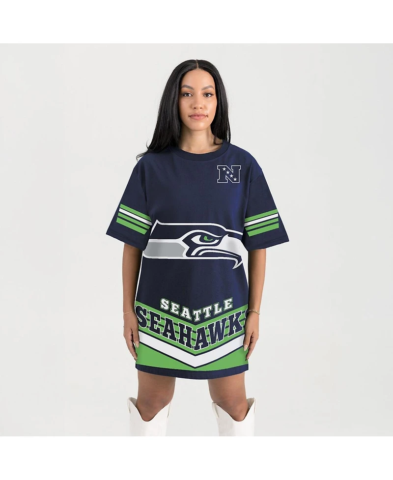 Gameday Couture Women's Navy Seattle Seahawks Perfect Score Vintage T-Shirt Dress