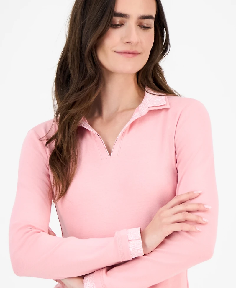 Nautical Jeans Women's Double-Collar Long-Sleeve Top