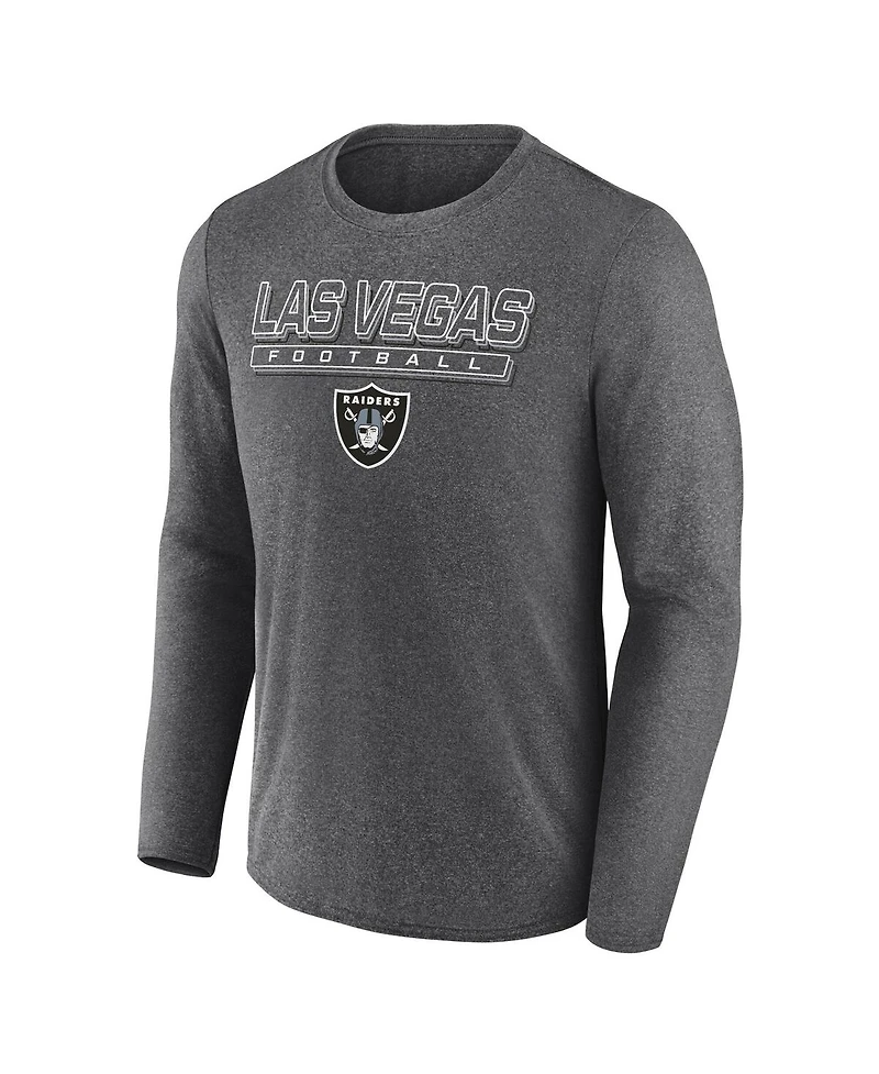 Fanatics Men's Heather Charcoal Las Vegas Raiders Fundamentals Long Sleeve T-Shirt