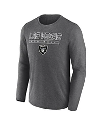 Fanatics Men's Heather Charcoal Las Vegas Raiders Fundamentals Long Sleeve T-Shirt
