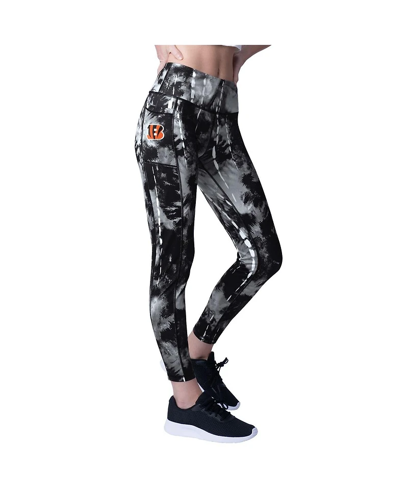 Msx by Michael Strahan Women's Black Cincinnati Bengals Serena Tie-Dye Leggings