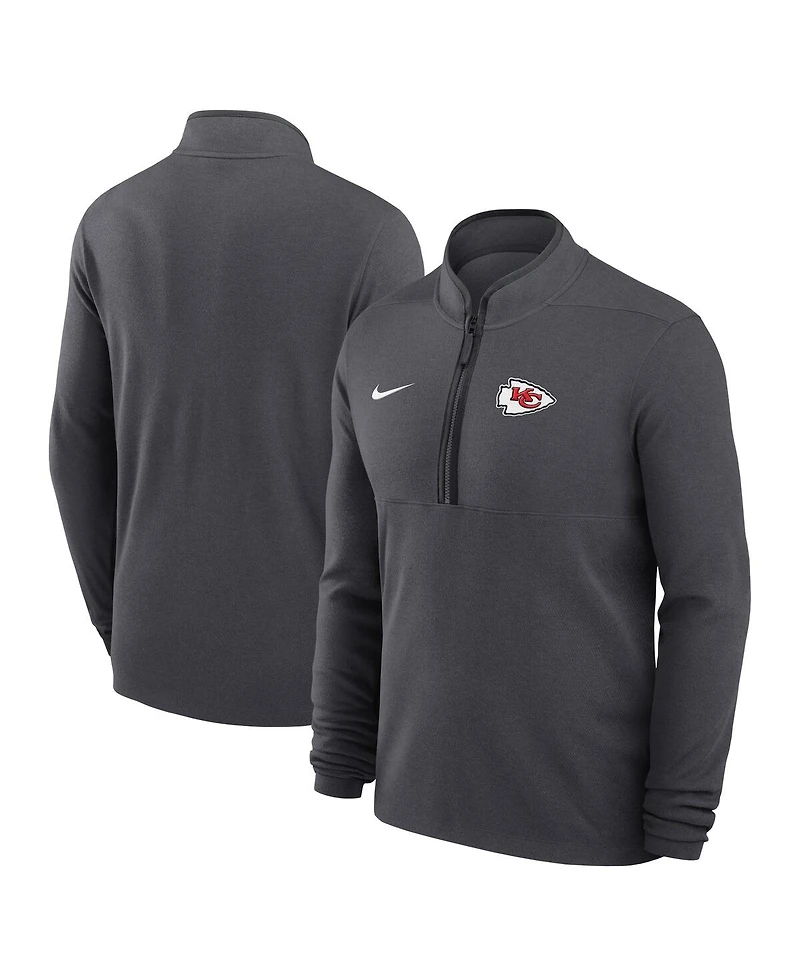 Nike Men's Anthracite Kansas City Chiefs Lightweight Victory Dri-fit Half-Zip Pullover Hoodie