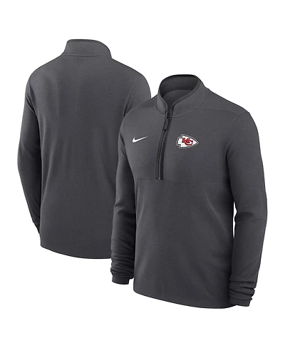 Nike Men's Anthracite Kansas City Chiefs Lightweight Victory Dri-fit Half-Zip Pullover Hoodie