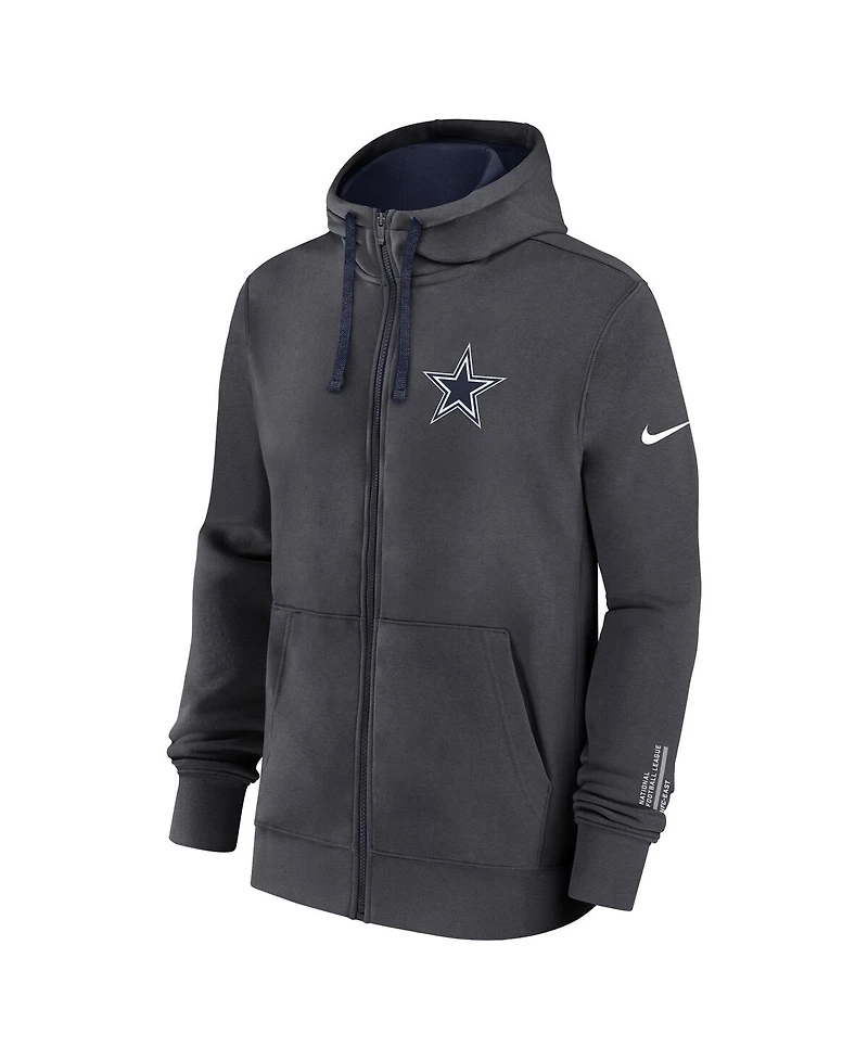 Nike Men's Anthracite Dallas Cowboys Primetime Club Full-Zip Hoodie