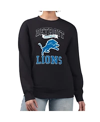 G-iii 4Her by Carl Banks Women's Black Detroit Lions Team Logo Graphic Tri-Blend Pullover Sweatshirt