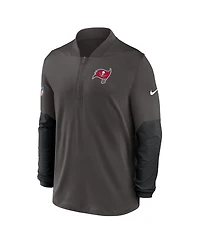 Nike Men's Pewter Tampa Bay Buccaneers Sideline Dri-fit Half-Zip Pullover Hoodie