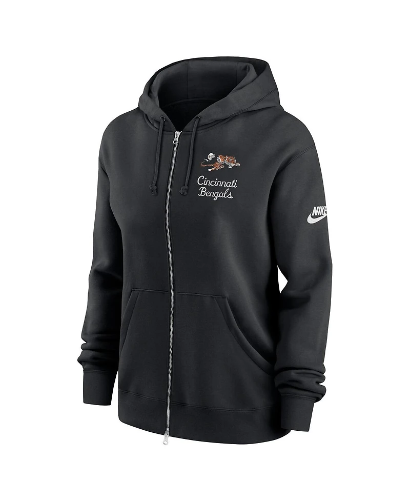 Nike Women's Black Cincinnati Bengals Phoenix Rewind Full-Zip Hoodie