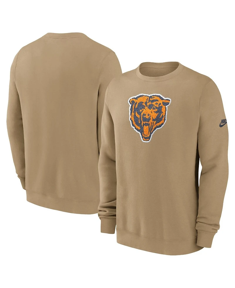 Nike Men's Tan Chicago Bears Swing Pass Rewind Club Pullover Sweatshirt
