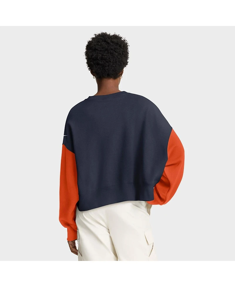 Nike Women's Navy Chicago Bears Oversized Color-Block Pullover Sweatshirt