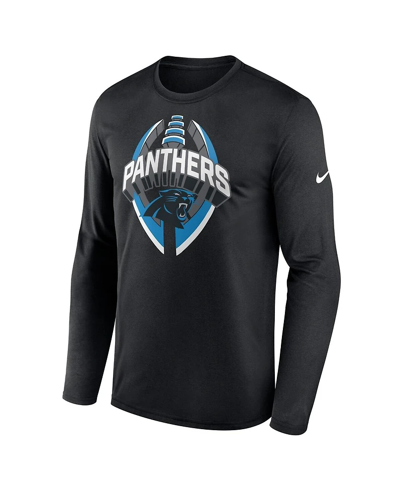 Nike Men's Black Carolina Panthers Primetime Legend Icon Performance Long Sleeve T-Shirt