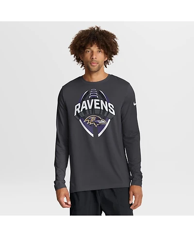 Nike Men's Anthracite Baltimore Ravens Primetime Legend Icon Performance Long Sleeve T-Shirt