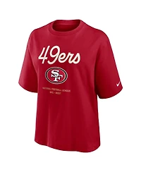 Nike Women's Scarlet San Francisco 49ers Essential Script Relaxed Boxy T-Shirt