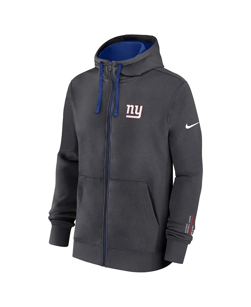 Nike Men's Anthracite New York Giants Primetime Club Full-Zip Hoodie