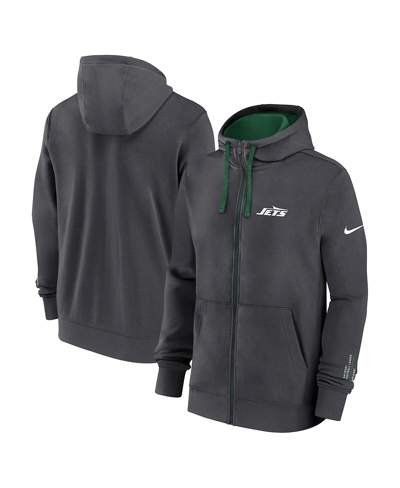 Nike Men's Anthracite New York Jets Primetime Club Full-Zip Hoodie