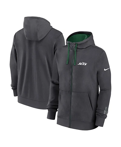 Nike Men's Anthracite New York Jets Primetime Club Full-Zip Hoodie