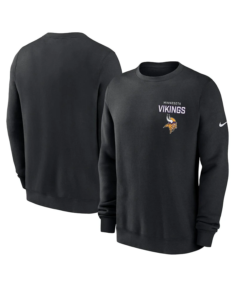 Nike Men's Black Minnesota Vikings Primetime Club Fleece Pullover Sweatshirt