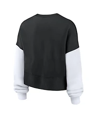 Nike Women's Black New Orleans Saints Oversized Color-Block Pullover Sweatshirt