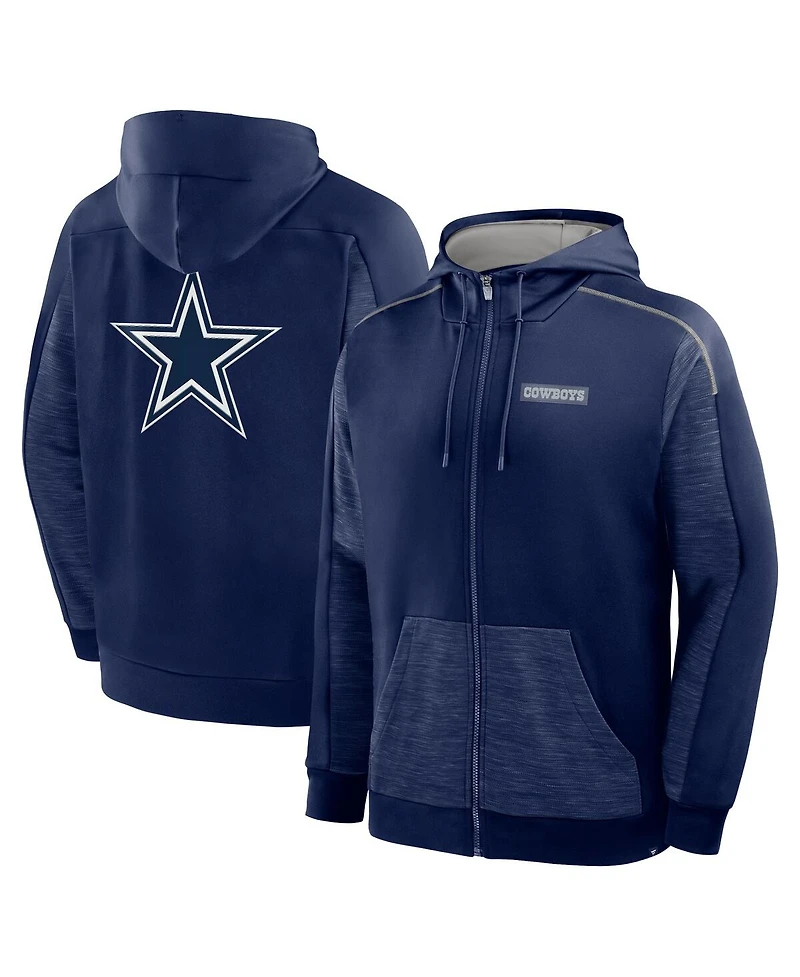 Fanatics Men's Navy Dallas Cowboys Checkdown Pass Full-Zip Hoodie