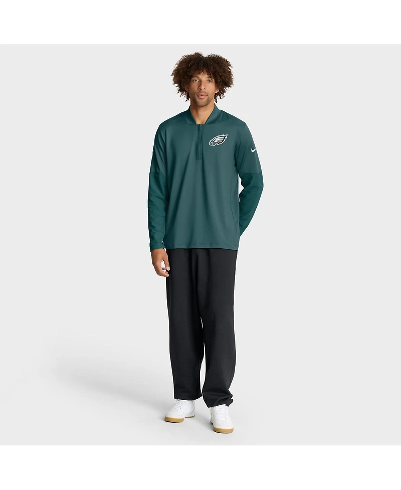 Nike Men's Green Philadelphia Eagles Sideline Dri-fit Half-Zip Pullover Hoodie