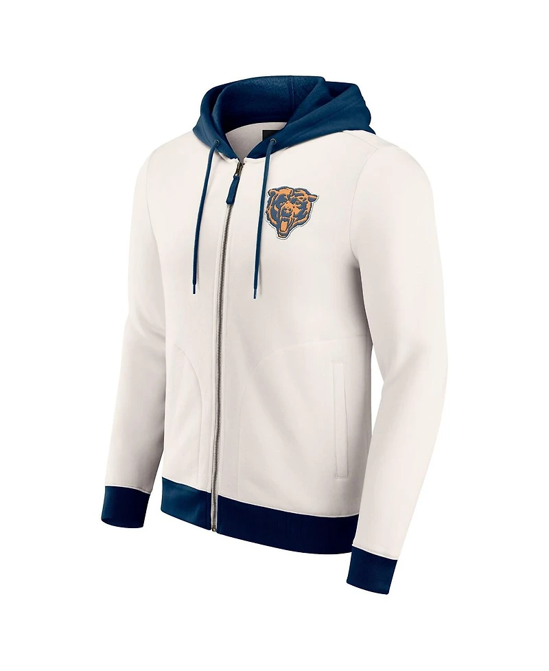 Darius Rucker Collection by Fanatics Men's Cream Chicago Bears Distressed Graphics Full-Zip Hoodie