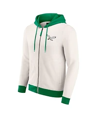 Darius Rucker Collection by Fanatics Men's Cream Philadelphia Eagles Distressed Graphics Full-Zip Hoodie