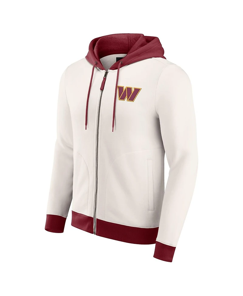 Darius Rucker Collection by Fanatics Men's Cream Washington Commanders Distressed Graphics Full-Zip Hoodie