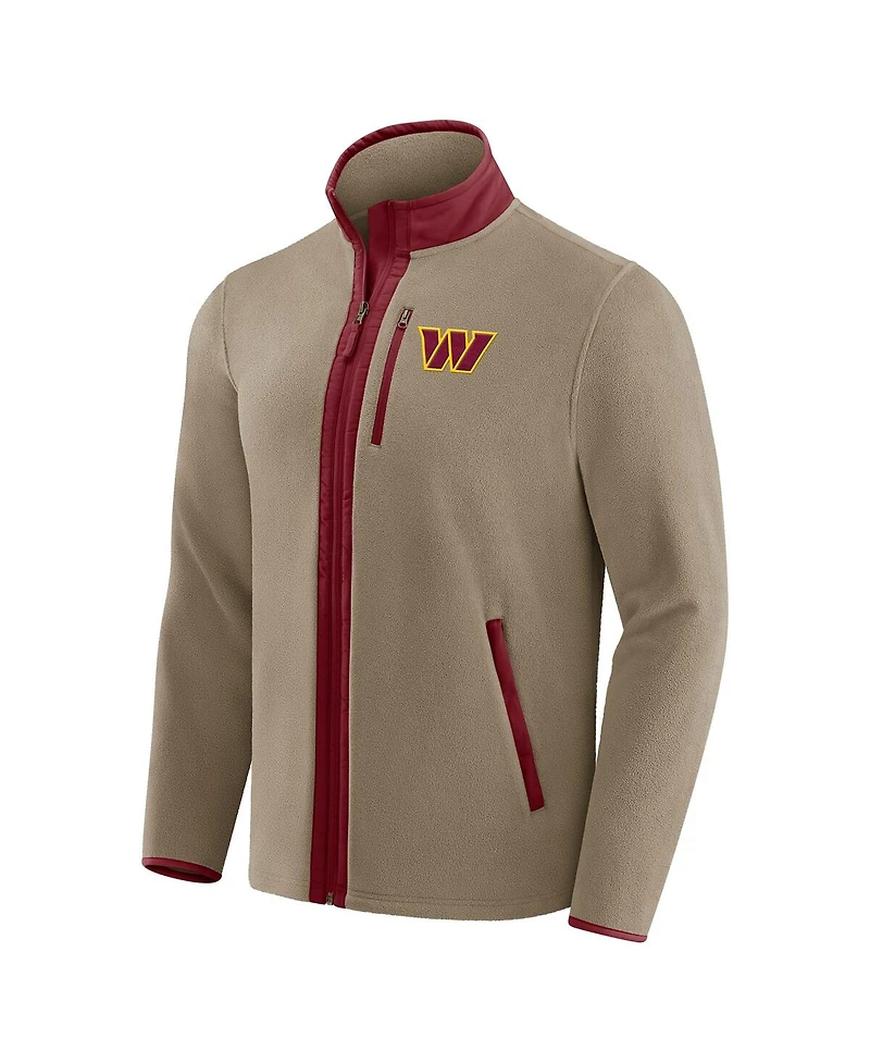 Nfl x Darius Rucker Collection by Fanatics Men's Tan Washington Commanders Heavyweight Polar Fleece Full-Zip Jacket