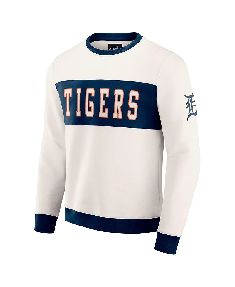 Darius Rucker Collection by Fanatics Men's Cream Detroit Tigers Color block Crewneck Sweatshirt