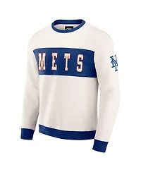 Darius Rucker Collection by Fanatics Men's Cream New York Mets Color block Crewneck Sweatshirt