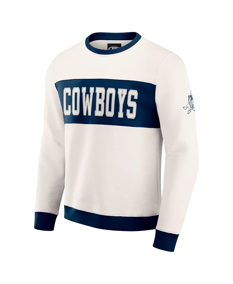 Darius Rucker Collection by Fanatics Men's Cream Dallas Cowboys Color block Crewneck Sweatshirt