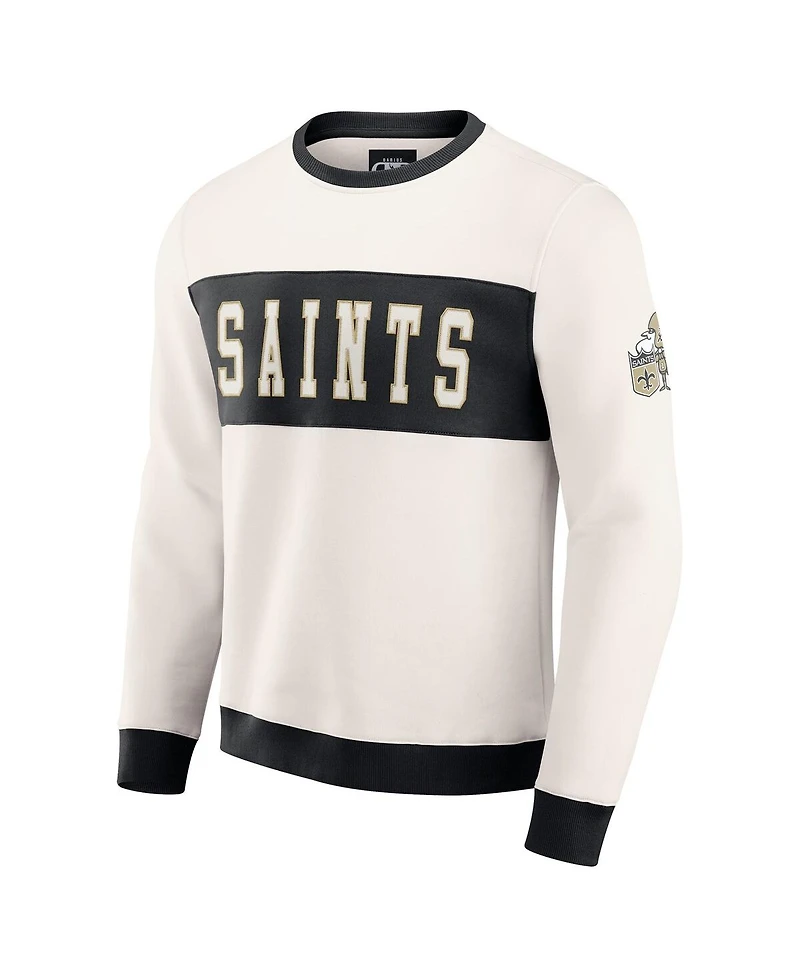 Darius Rucker Collection by Fanatics Men's Cream New Orleans Saints Color block Crewneck Sweatshirt