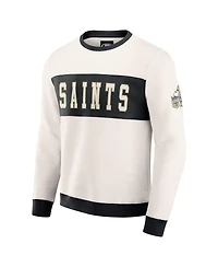 Darius Rucker Collection by Fanatics Men's Cream New Orleans Saints Color block Crewneck Sweatshirt