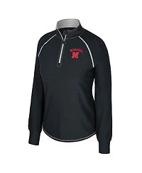 Colosseum Women's Black Nebraska Huskers Bikram Raglan Quarter-Zip Sweatshirt