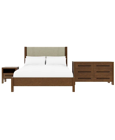 Furniture Davie Cracked Oak 3-Pc. King Bedroom Set