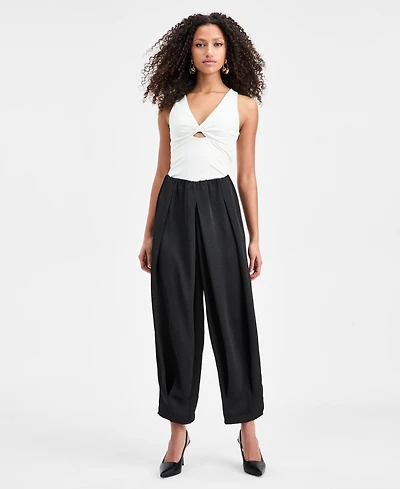 Bar Iii Women's Bubble-Waist Cropped Pants, Macy's Exclusive
