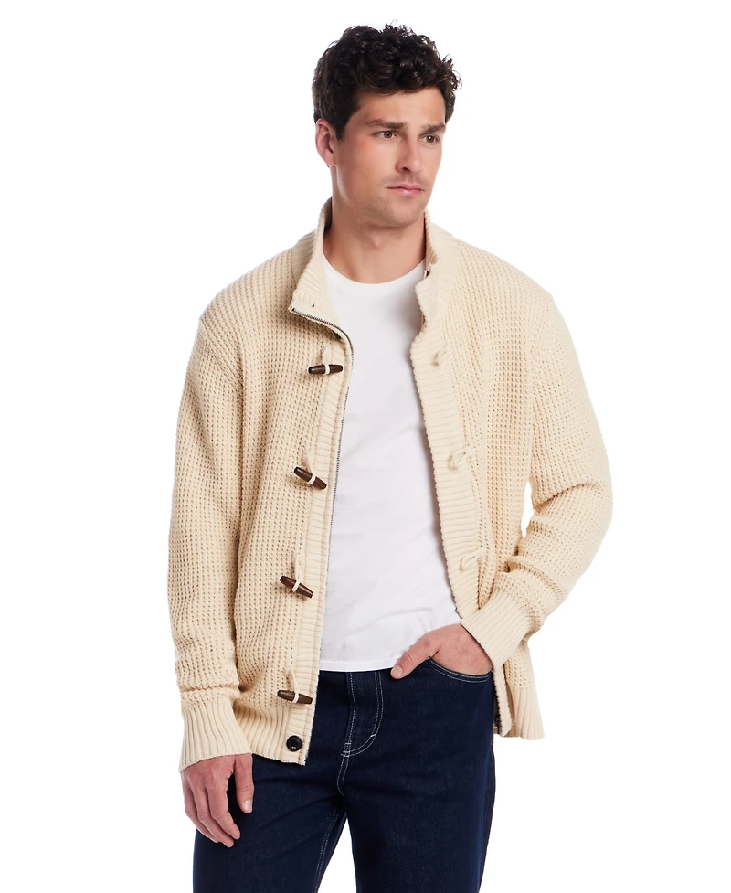 Weatherproof Vintage Men's Tuck Stitch Long Sleeves Sweater Jacket