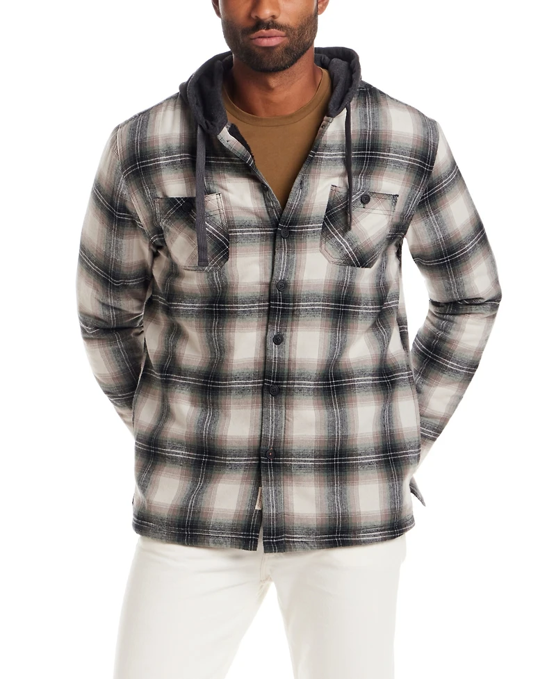 Weatherproof Vintage Men's Sherpa Lined Flannel Hooded Shirt Jacket