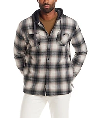 Weatherproof Vintage Men's Sherpa Lined Flannel Hooded Shirt Jacket