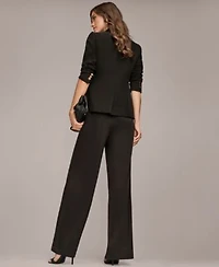 Donna Karan New York Womens Collarless Jacket Novelty Sleeveless Ombre Top Charmeuse High Rise Wide Leg Pants