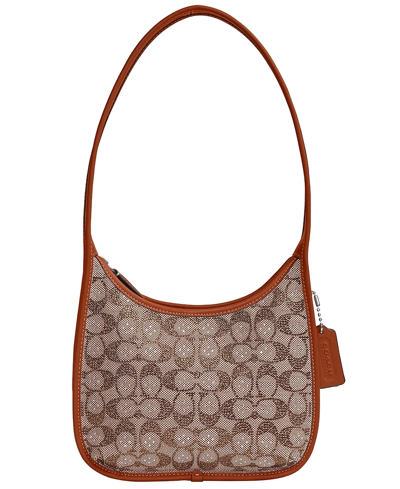 Coach Originals Crystal Signature Jacquard Curve Zip Handbag