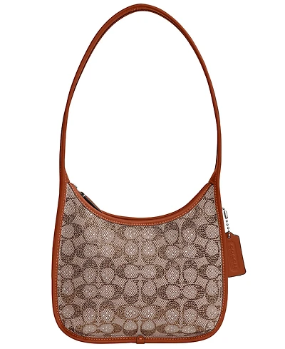 Coach Originals Crystal Signature Jacquard Curve Zip Handbag