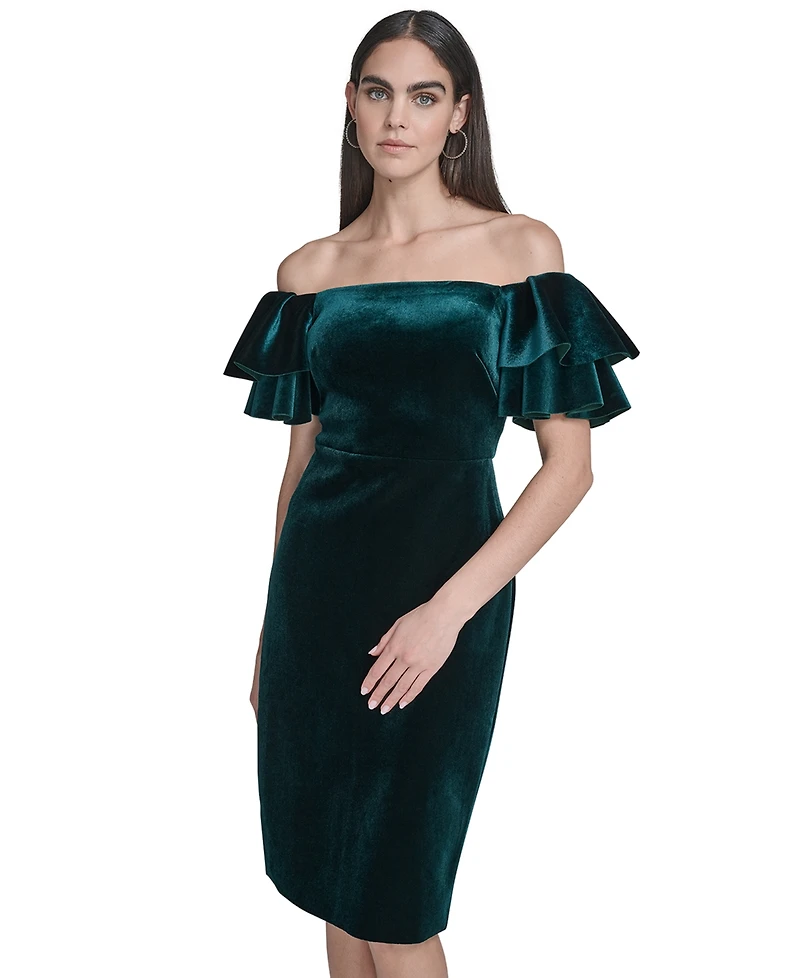 Eliza J Women's Velvet Off-The-Shoulder Dress