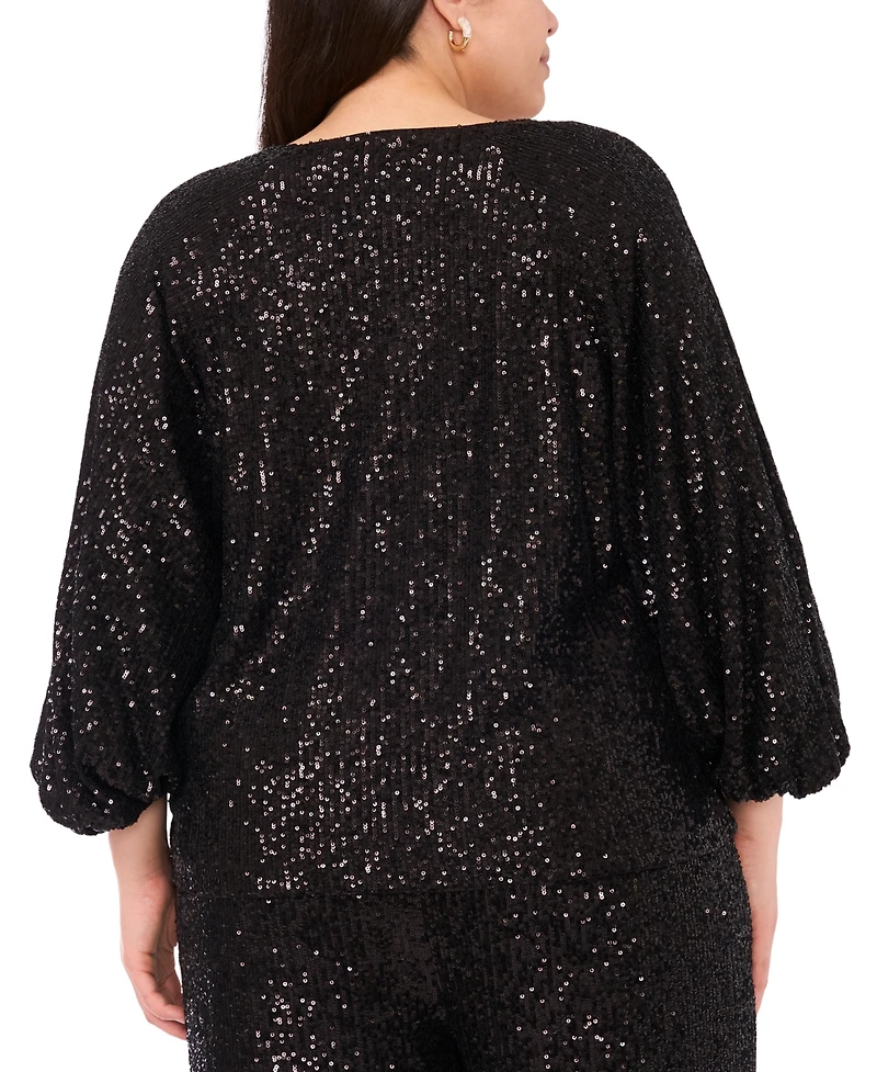 Vince Camuto Plus V-Neck Raglan 3/4-Sleeve Blouse