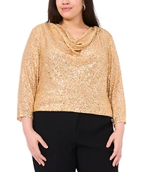 Vince Camuto Plus Drape Neck 3/4-Sleeve Top