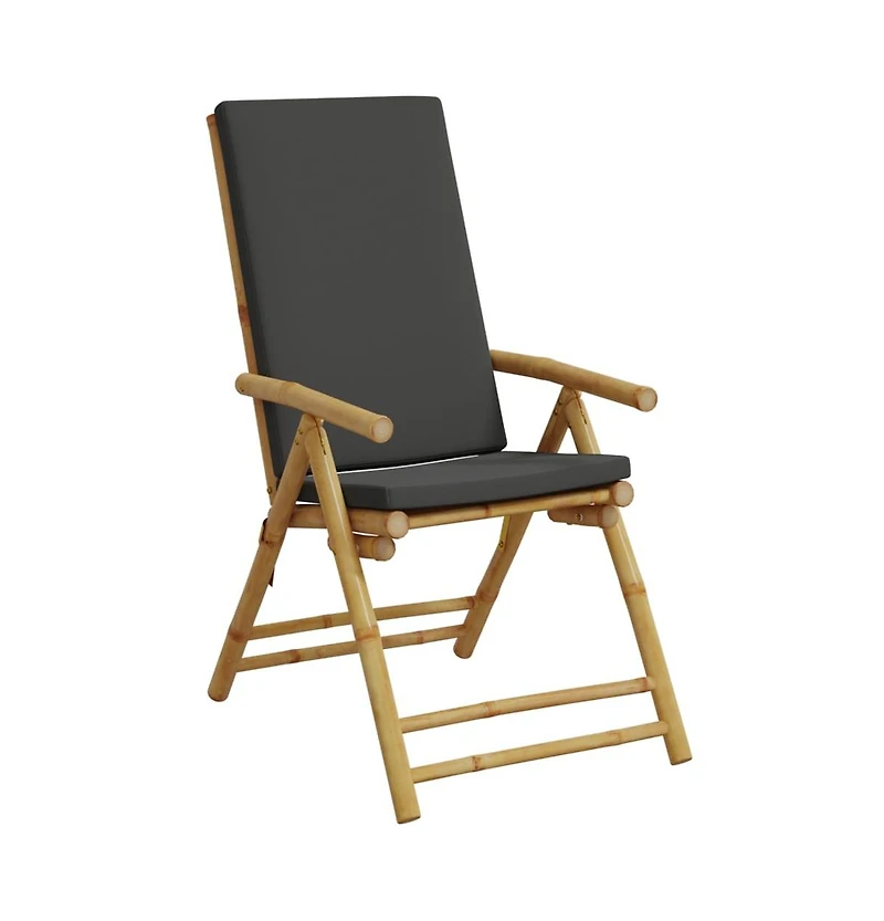 vidaXL Folding Patio Reclining Chairs 2 pcs with Cushions Bamboo